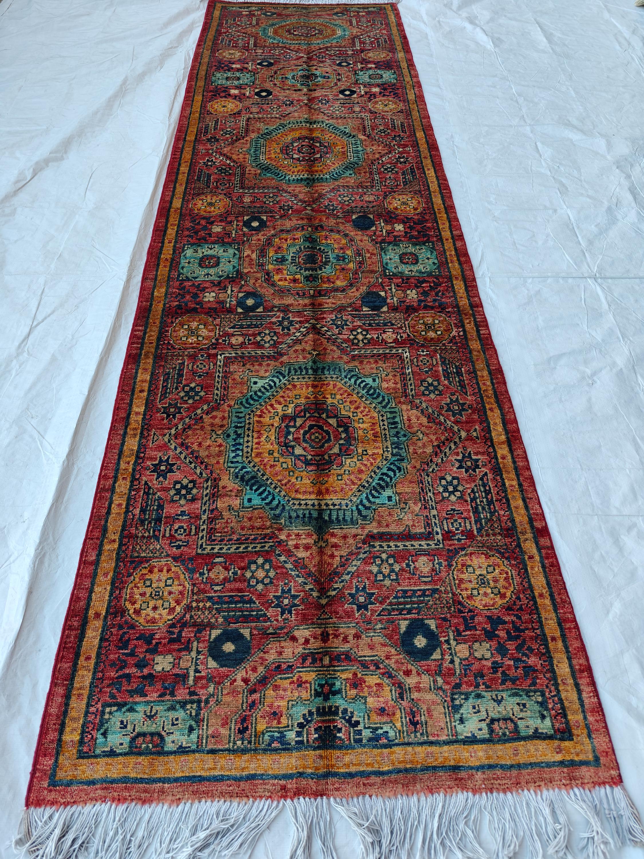 3x10 Authentic Mamluk Runner: Handwoven Artistry & Timeless Elegance 2.7 x 9.9 ft, Hallway Runner, Entryway Brown Rug, Narrow Rug