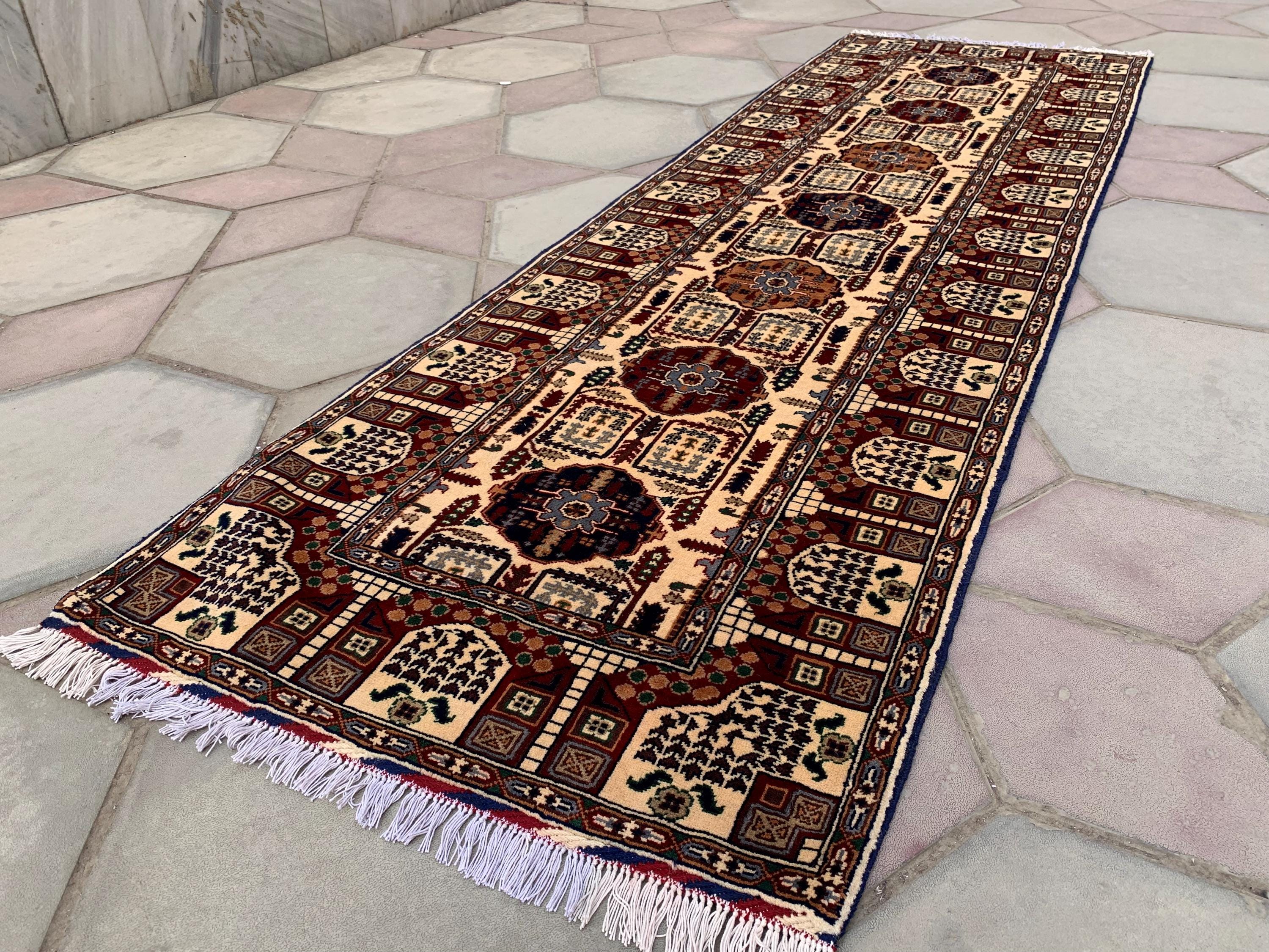 3x10 Afghan Turkmen Runner– Gandum Naksha High Pile Wool Rug –Handmade Hallway Carpet –Tribal Long Runner – Best Quality Afghan Rug 296x87cm