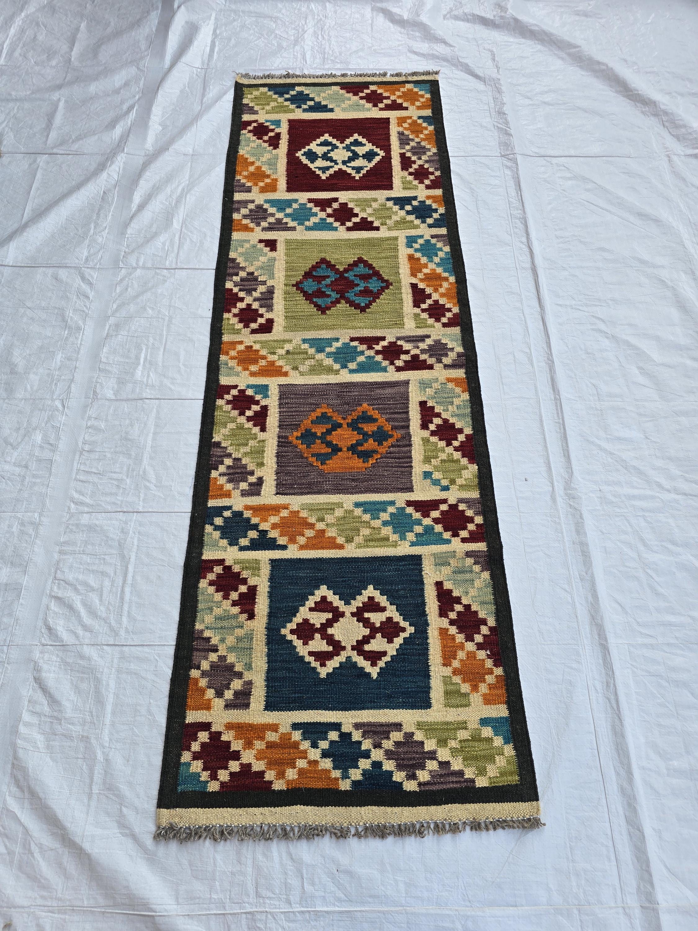 2x6 Handwoven Afghan Tribal Flatweave Kilim Runner, Turkmen Geometric Wool Rug, Hallway Rug, Narrow Rug, Kitchen Decor, Home Decor Rug