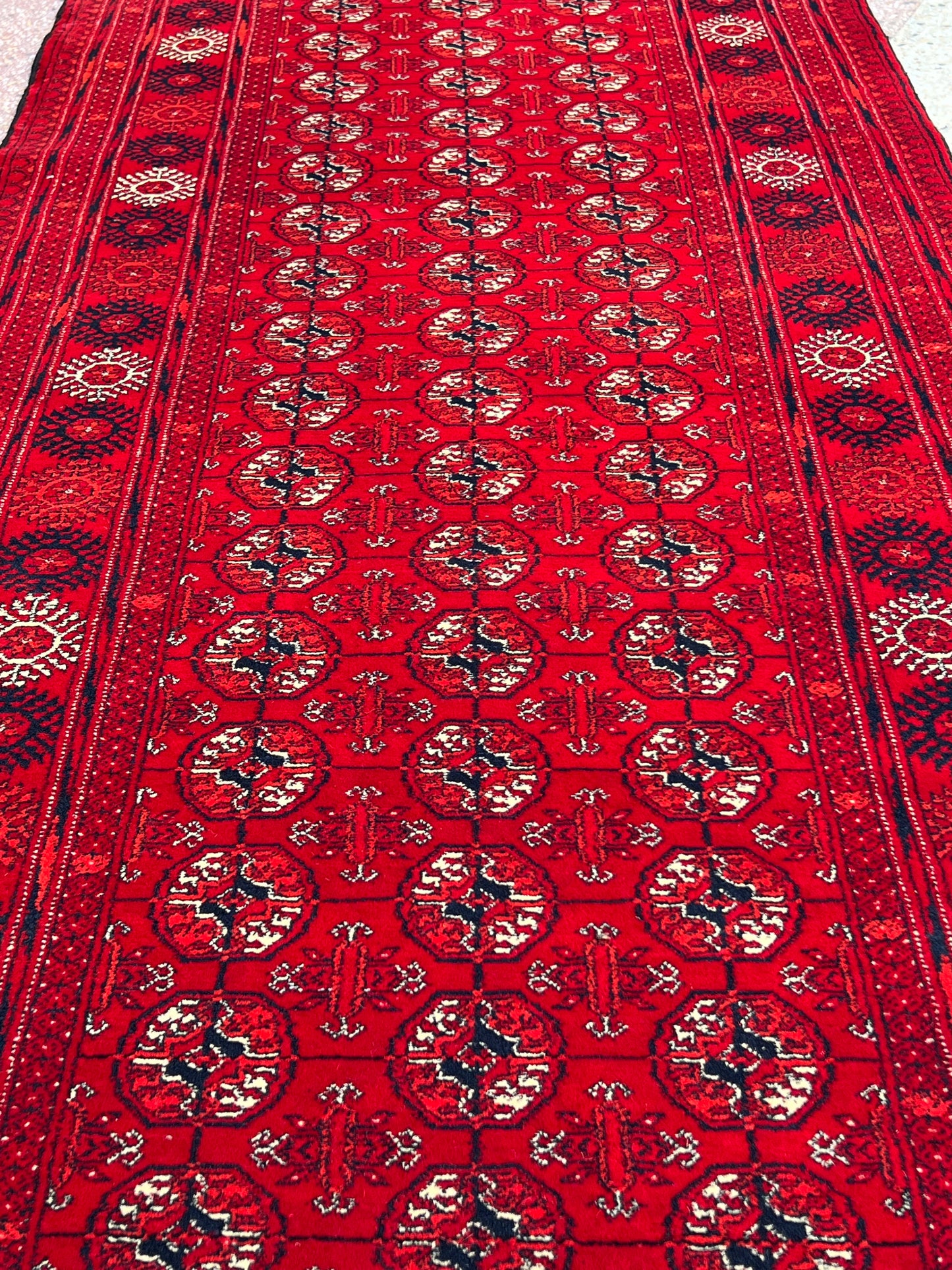 Afghan Hand Knitted/Knotted Hallway Runner Hand Woven Rug Size 9.2ft x 2.6ft (KM-BU-9X2-RU-N)  Khal Muhammadi Bukhara(Andkhoi)