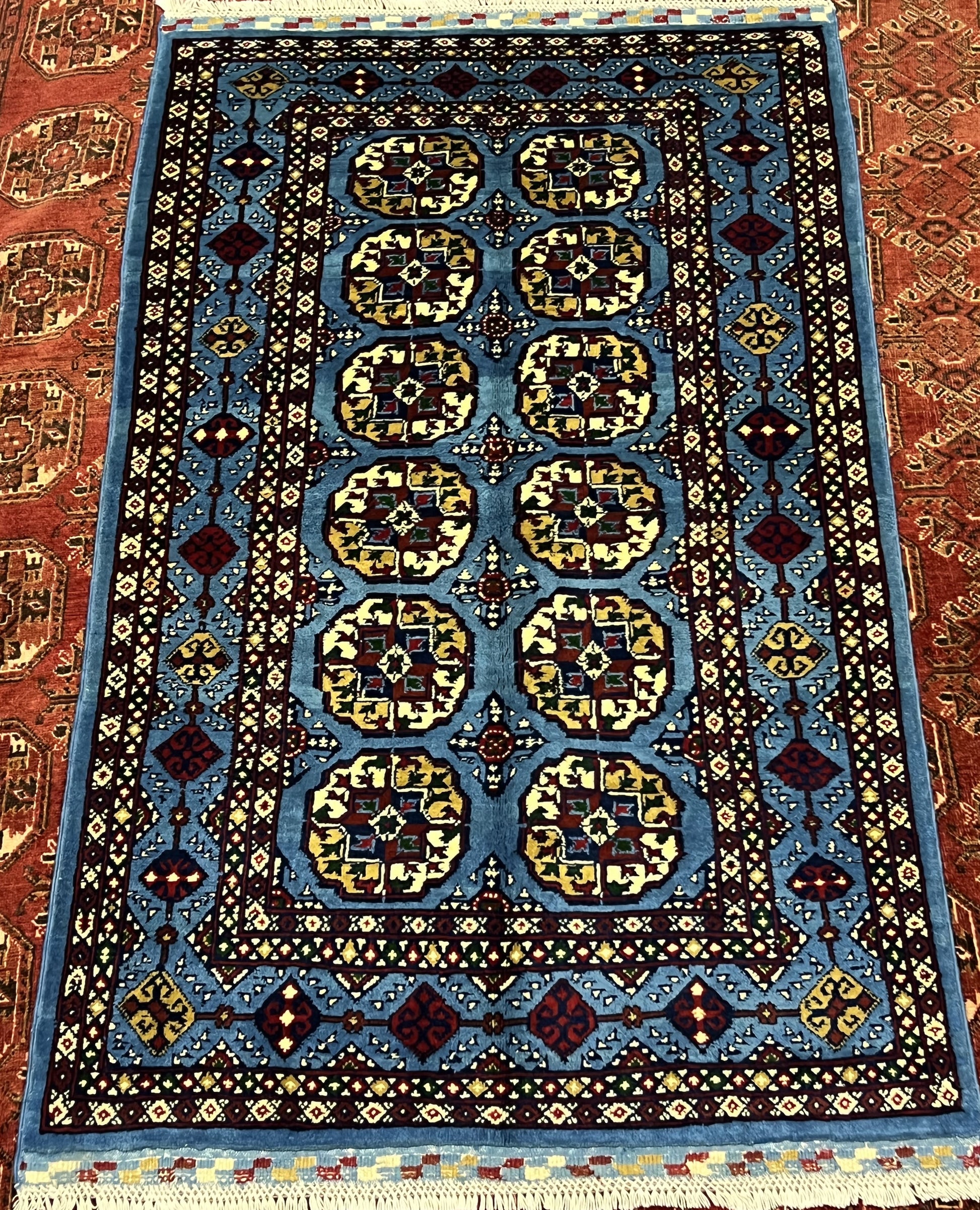Afghan Hand Knitted/Knotted Living / Dining Room Wool Woven Rug Size 5ft x 3ft or 163x99 cm  (AG-M-5x3-B-N) Marinous Ahal Gul - Kabul Rugs