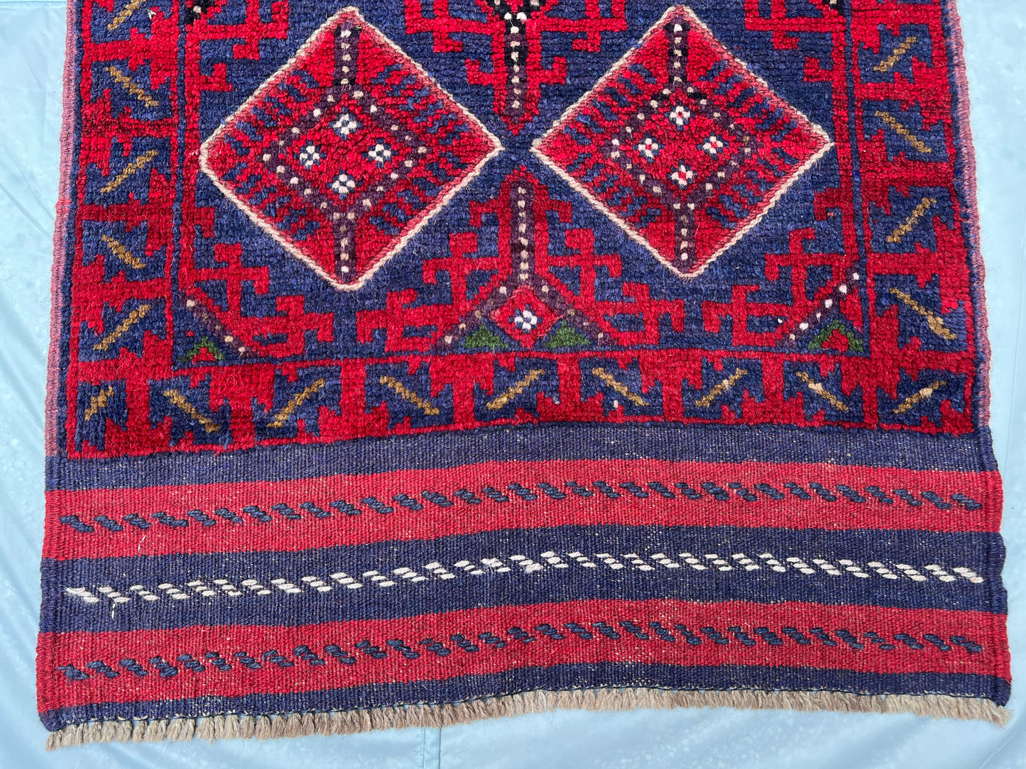 Afghan Hand Knitted/Knotted Hallway Runner Hand Woven Rug Size 8.7ft x 2ft (MA-RU-8X2-R/DB-N) Mashwani Kilim (Herat) - Kabul Rugs