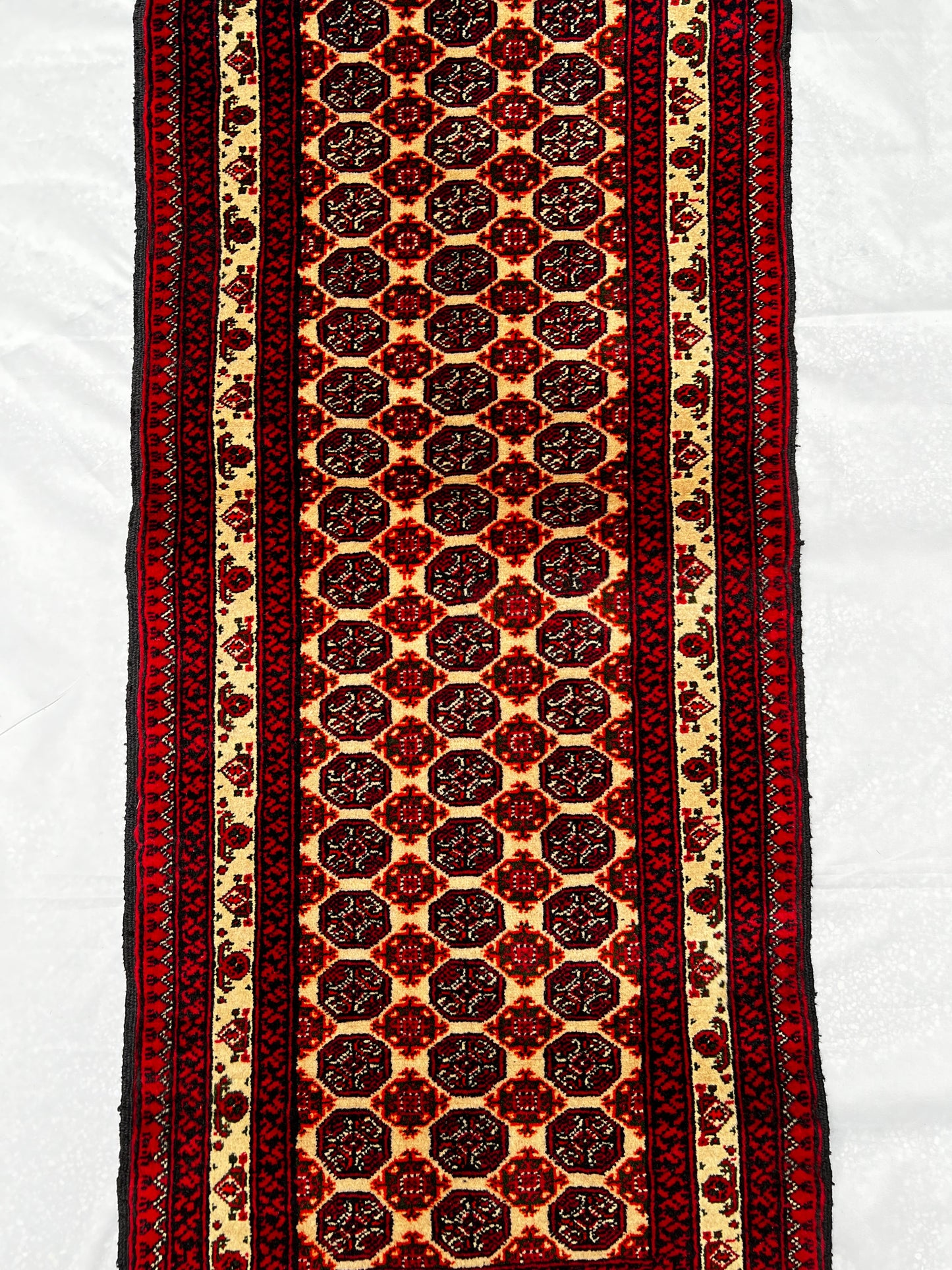 Hand Knitted/ Knotted Hallway Runner Khwaja Roshnai 5.0ftx1.7ft (KR-MOW-5X1-R-N) Mowri Design (Mazar-e-Sharif) - Kabul Rugs