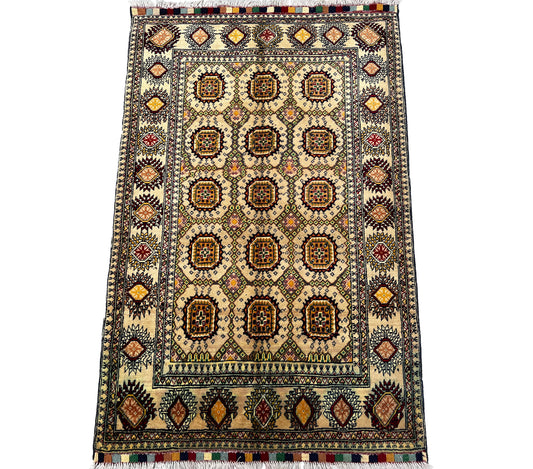 Afghan Hand Knotted/ Knitted Living Room/Dining Room Alabkhmal Area Rug 5.3ftx3.2ft (AL-M-5X3-Y-N) (Mazar-e-sharif) - Kabul Rugs