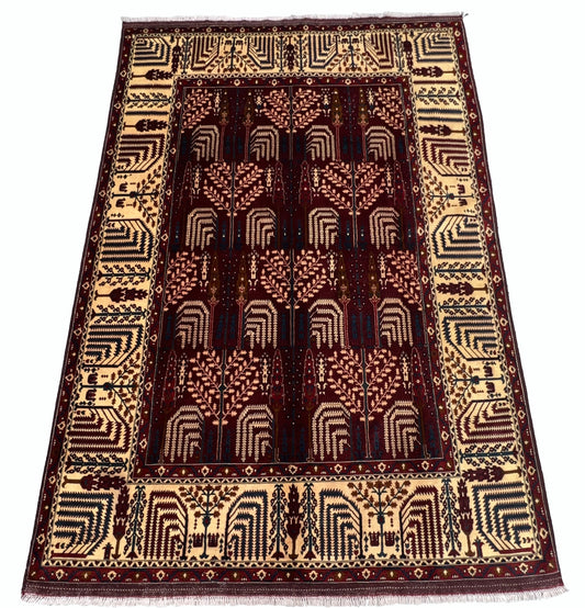 Afghan Hand Knitted/Knotted Area Rug Size 9.6ft x 6.4ft (BL-AND-9.6X6.4-R/YO-N) Belgic (Belgique)( Andkhoi) - Kabul Rugs