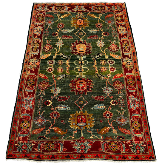 Afghan Hand Knotted/ Knitted Living Room/Dining Room Modern ChobRang Area Rug 8.6ftx5.4ft (CH-M-8.6X5.4-G/O/-N) (Mazar-e-Sharif) - Kabul Rugs