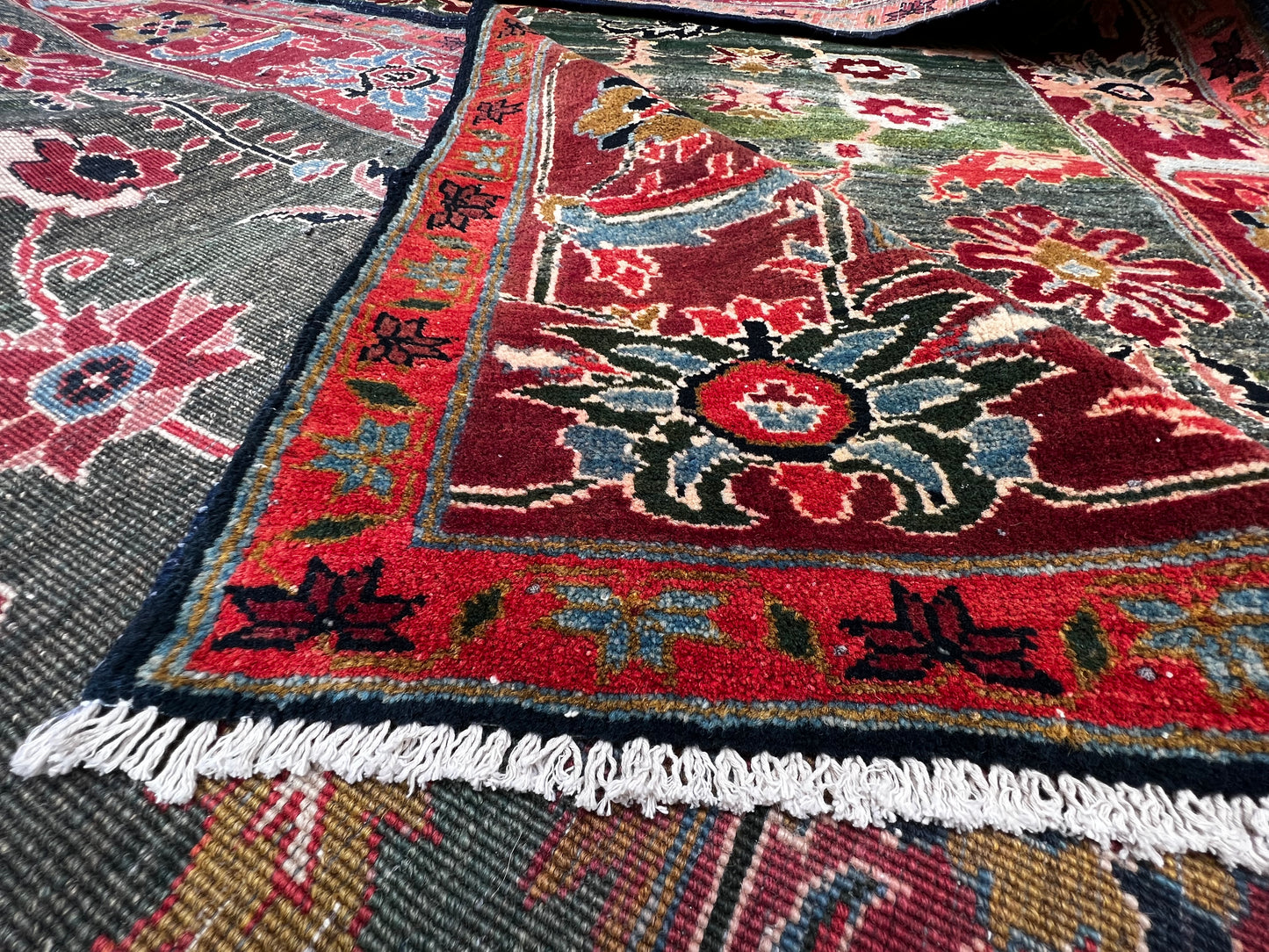 Afghan Hand Knotted/ Knitted Living Room/Dining Room Modern ChobRang Area Rug 8.6ftx5.4ft (CH-M-8.6X5.4-G/O/-N) (Mazar-e-Sharif) - Kabul Rugs