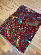 Handwoven Persian Rug 144cm x 106cm – Traditional Carpet with Earthy Colors, Wall Hanging, Entryway & Bedroom Decor