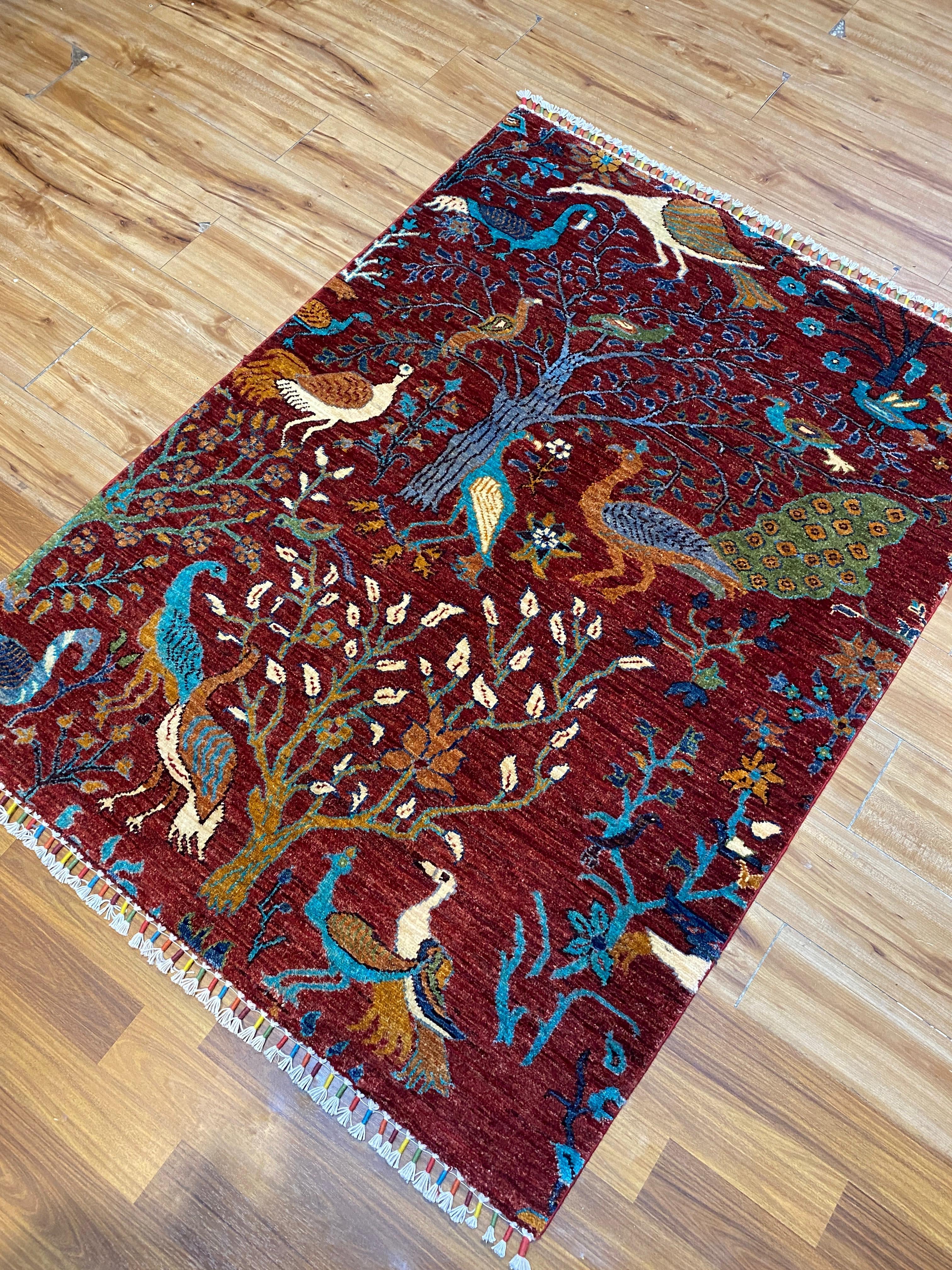 Handwoven Persian Rug 144cm x 106cm – Traditional Carpet with Earthy Colors, Wall Hanging, Entryway & Bedroom Decor