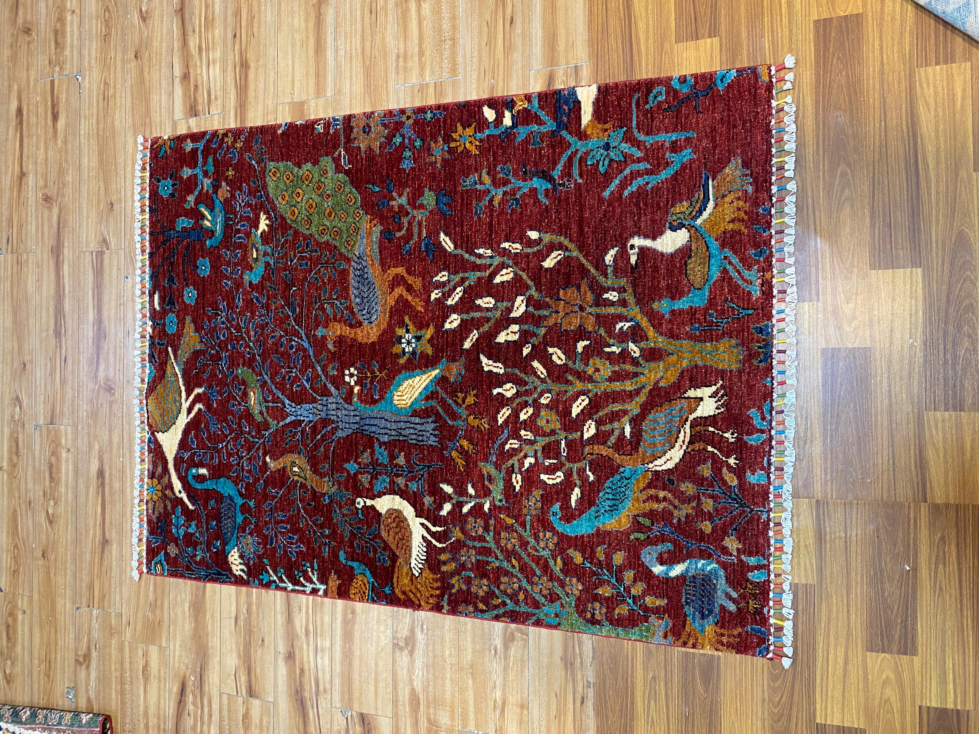 Handwoven Persian Rug 144cm x 106cm – Traditional Carpet with Earthy Colors, Wall Hanging, Entryway & Bedroom Decor