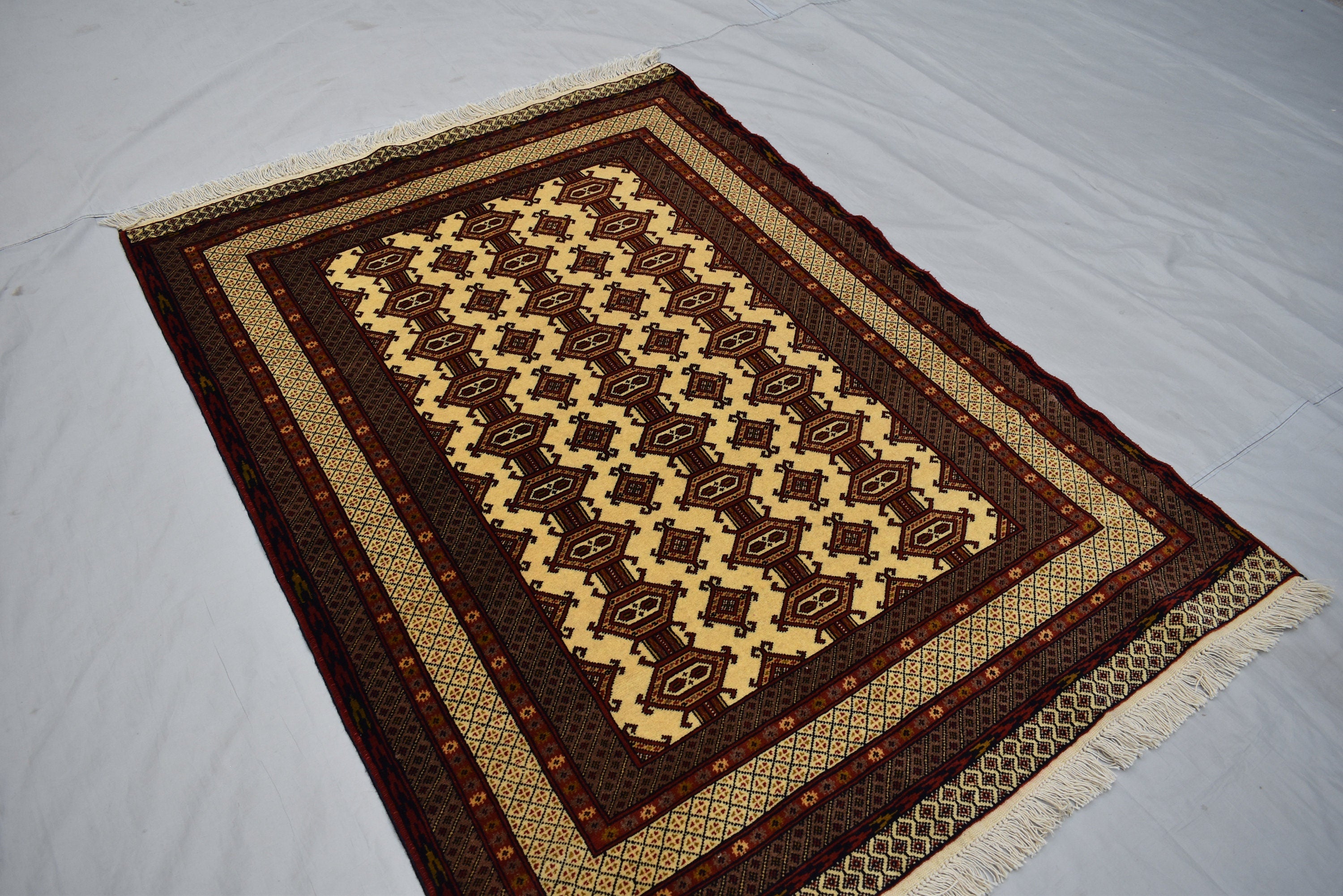 5.4x3.10 Ft Afghan Handmade Rug,100% Wool rug, Rugs For Living Room, Bedroom Rug , Yamood Pattern, Herati Oriental Rug