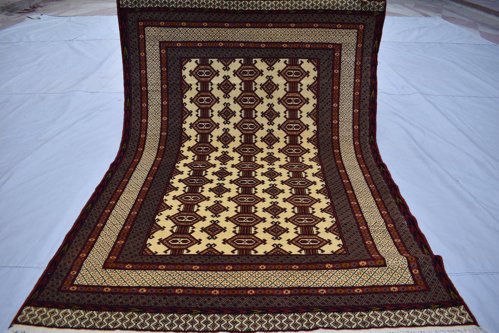 5.4x3.10 Ft Afghan Handmade Rug,100% Wool rug, Rugs For Living Room, Bedroom Rug , Yamood Pattern, Herati Oriental Rug