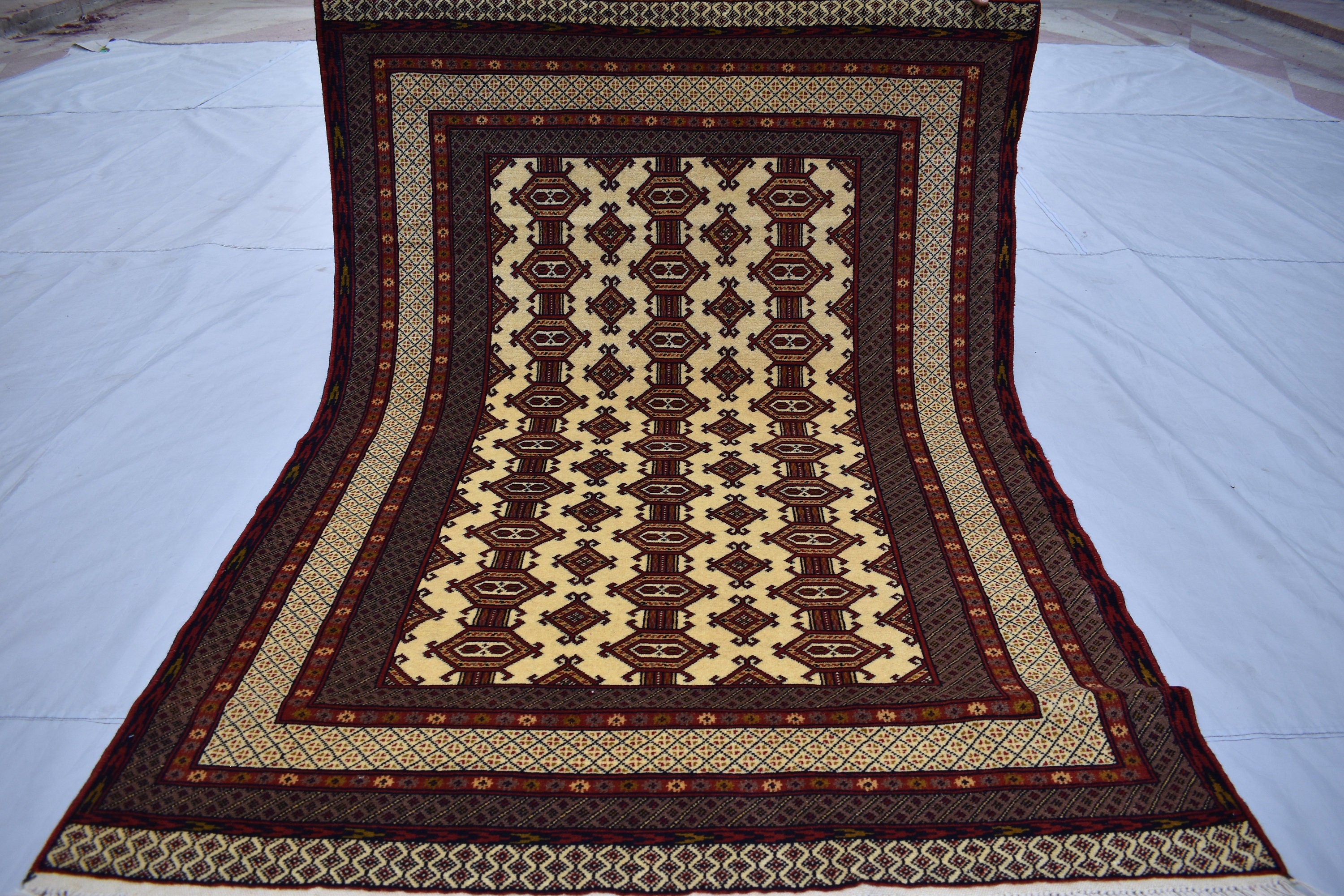 5.4x3.10 Ft Afghan Handmade Rug,100% Wool rug, Rugs For Living Room, Bedroom Rug , Yamood Pattern, Herati Oriental Rug