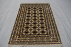 SALE – 6x4 Ft Afghan Turkmen Gargi Rug | Handmade 100% Wool Yamood Pattern Carpet | Antique Turkoman Oriental Rug for Living Room Decor