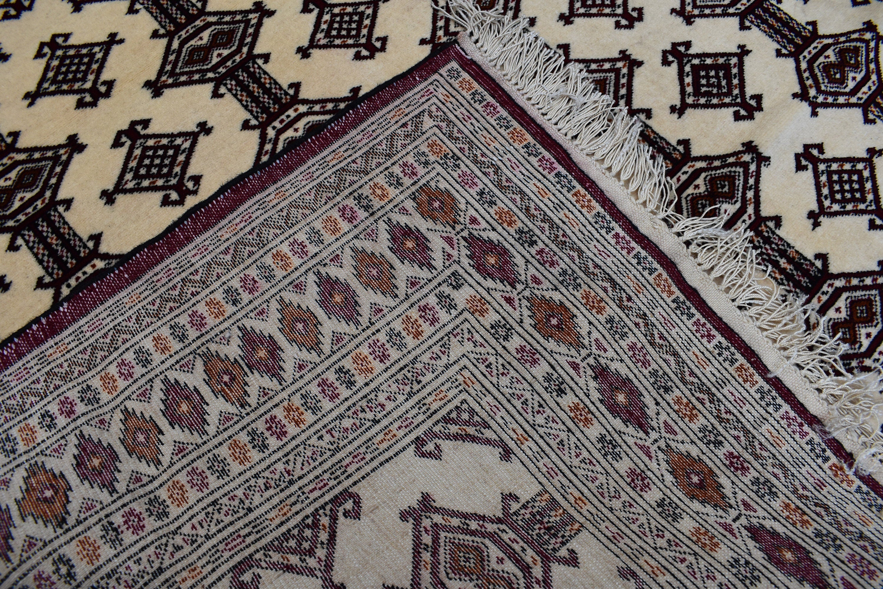 SALE – 6x4 Ft Afghan Turkmen Gargi Rug | Handmade 100% Wool Yamood Pattern Carpet | Antique Turkoman Oriental Rug for Living Room Decor