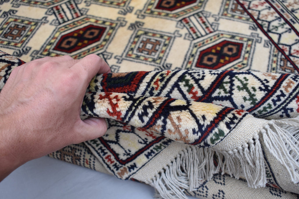 SALE – 6x4 Ft Afghan Turkmen Gargi Rug | Handmade 100% Wool Yamood Pattern Carpet | Antique Turkoman Oriental Rug for Living Room Decor