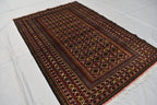 Vintage Area Rug, 7.0 x 4.6 Ft, Gorgeous Handmade Afghan Turkmen Bostan Goll 100% Wool Traditional Flat WeaveAfghan rug, Vintage afghan rug
