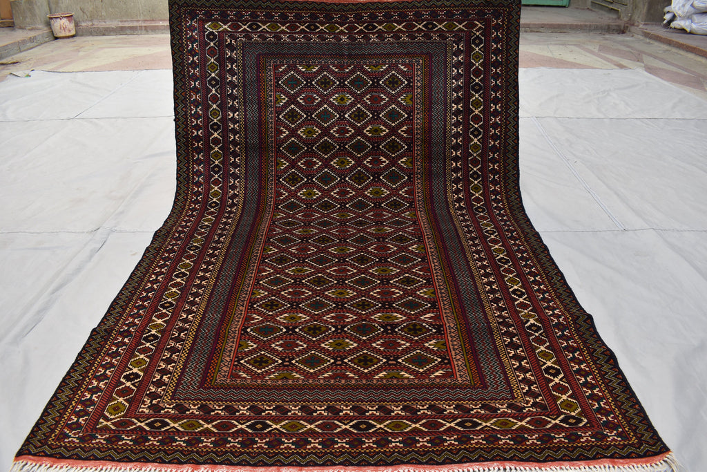 Vintage Area Rug, 7.0 x 4.6 Ft, Gorgeous Handmade Afghan Turkmen Bostan Goll 100% Wool Traditional Flat WeaveAfghan rug, Vintage afghan rug