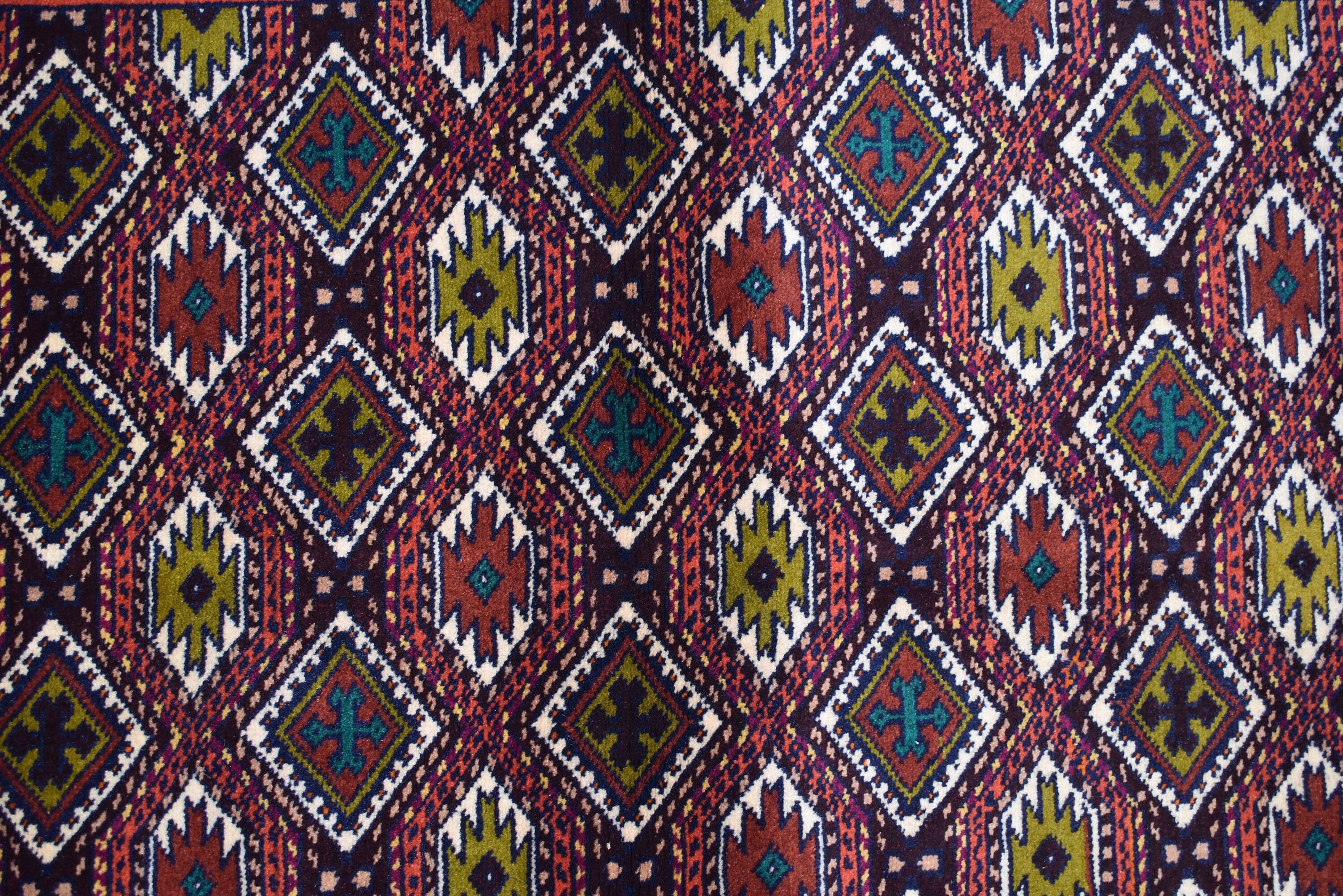 Vintage Area Rug, 7.0 x 4.6 Ft, Gorgeous Handmade Afghan Turkmen Bostan Goll 100% Wool Traditional Flat WeaveAfghan rug, Vintage afghan rug