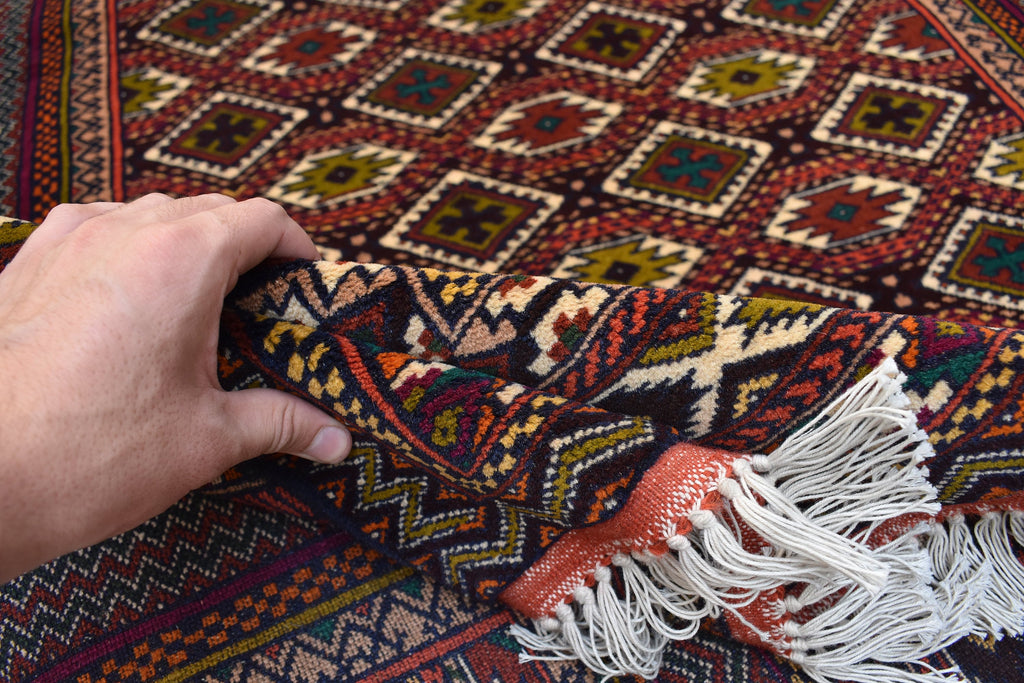 Vintage Area Rug, 7.0 x 4.6 Ft, Gorgeous Handmade Afghan Turkmen Bostan Goll 100% Wool Traditional Flat WeaveAfghan rug, Vintage afghan rug