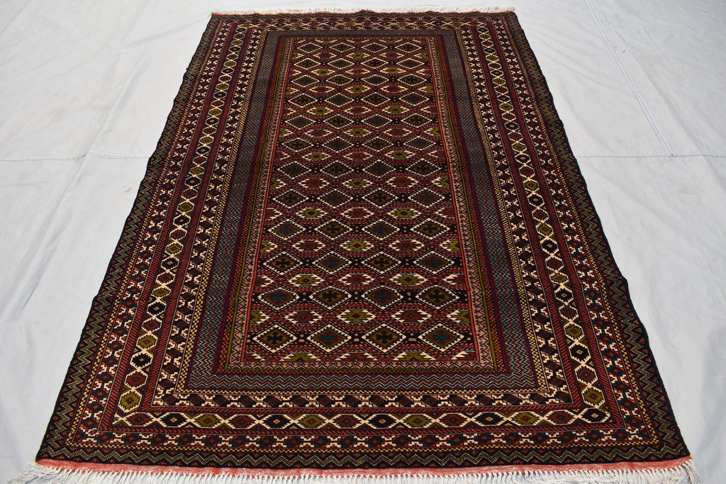 Vintage Area Rug, 7.0 x 4.6 Ft, Gorgeous Handmade Afghan Turkmen Bostan Goll 100% Wool Traditional Flat WeaveAfghan rug, Vintage afghan rug