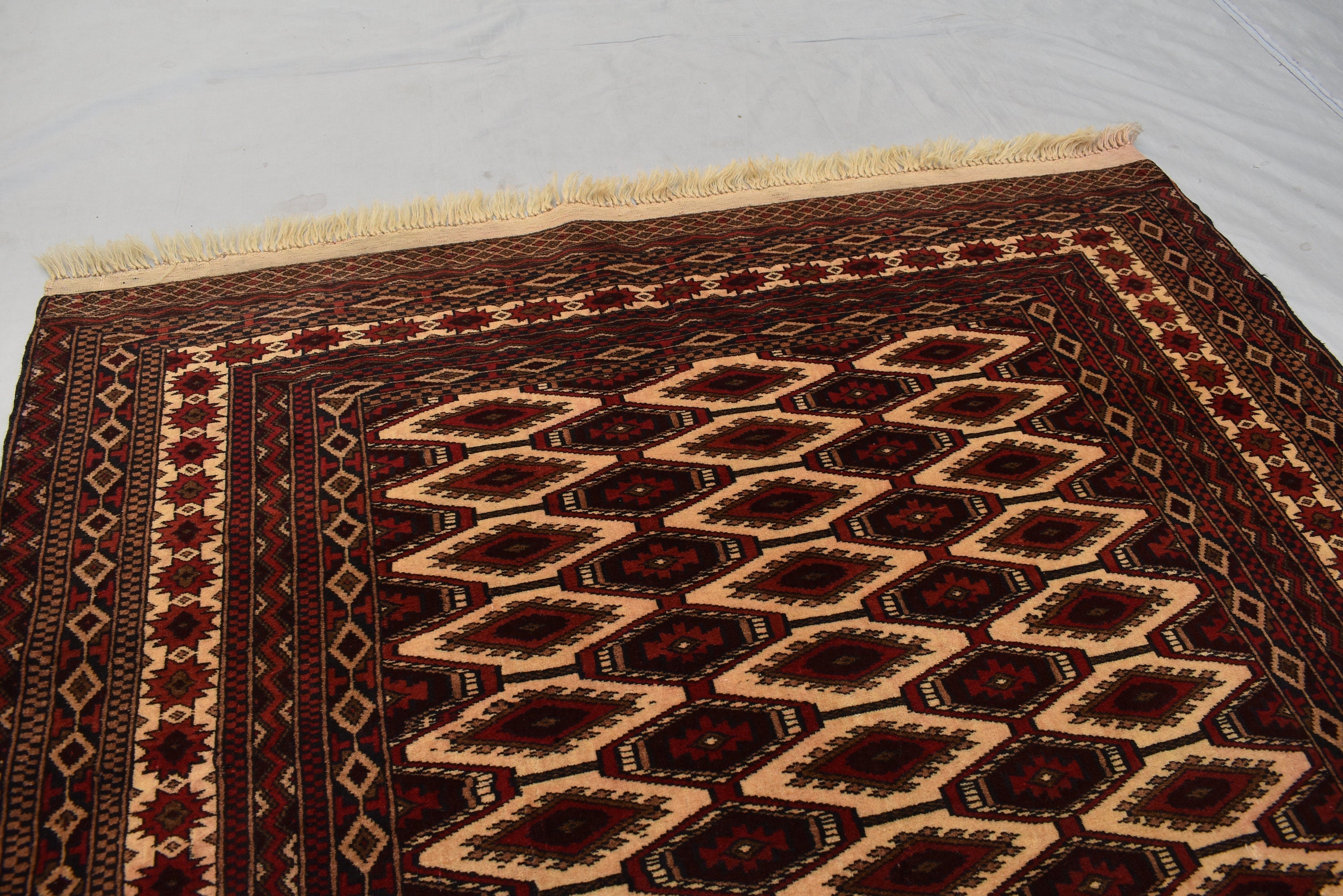 5x4Ft, Vintage Afghan Turkmen Zahir Shahi Rug | Handmade Wool Antique Oriental Area Carpet |Turkoman Tribal Decor, Collectible Rug 195x144cm