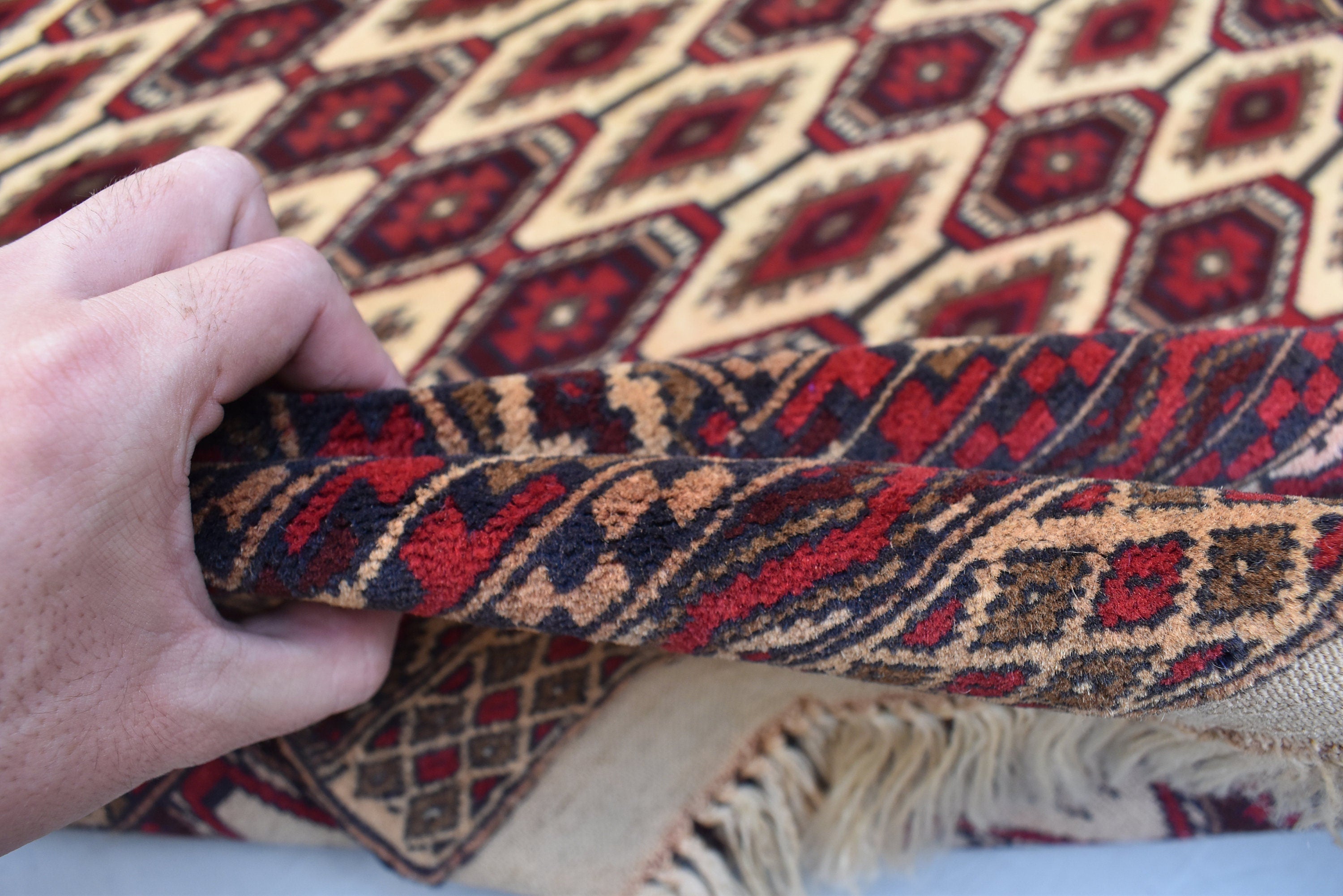 5x4Ft, Vintage Afghan Turkmen Zahir Shahi Rug | Handmade Wool Antique Oriental Area Carpet |Turkoman Tribal Decor, Collectible Rug 195x144cm