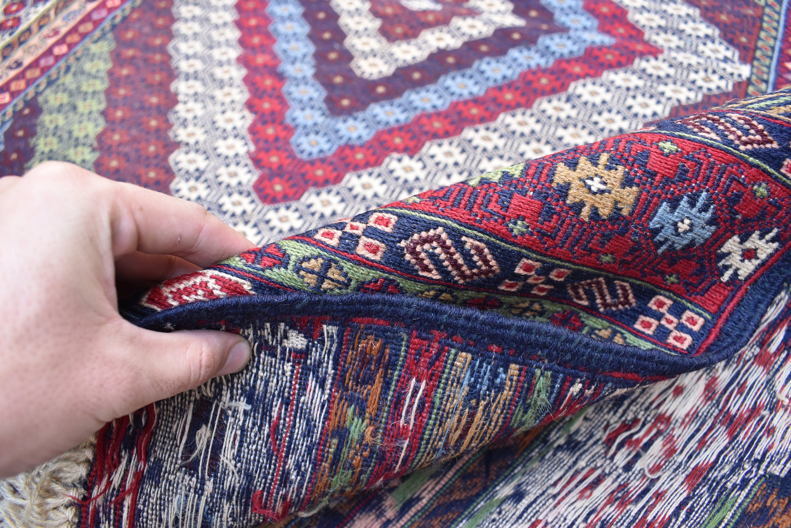 Vintage Sumak Kilim, 6.3x4 Ft, Rugs For Living Room, Bedroom, Dining Room, Collective Rare Rug, Natural Wool, Wall Hanging Decorative Rug