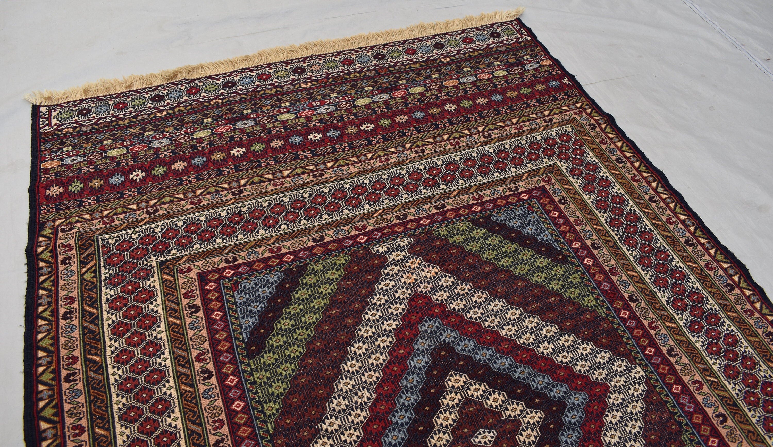Vintage Sumak Kilim, 6.3x4 Ft, Rugs For Living Room, Bedroom, Dining Room, Collective Rare Rug, Natural Wool, Wall Hanging Decorative Rug