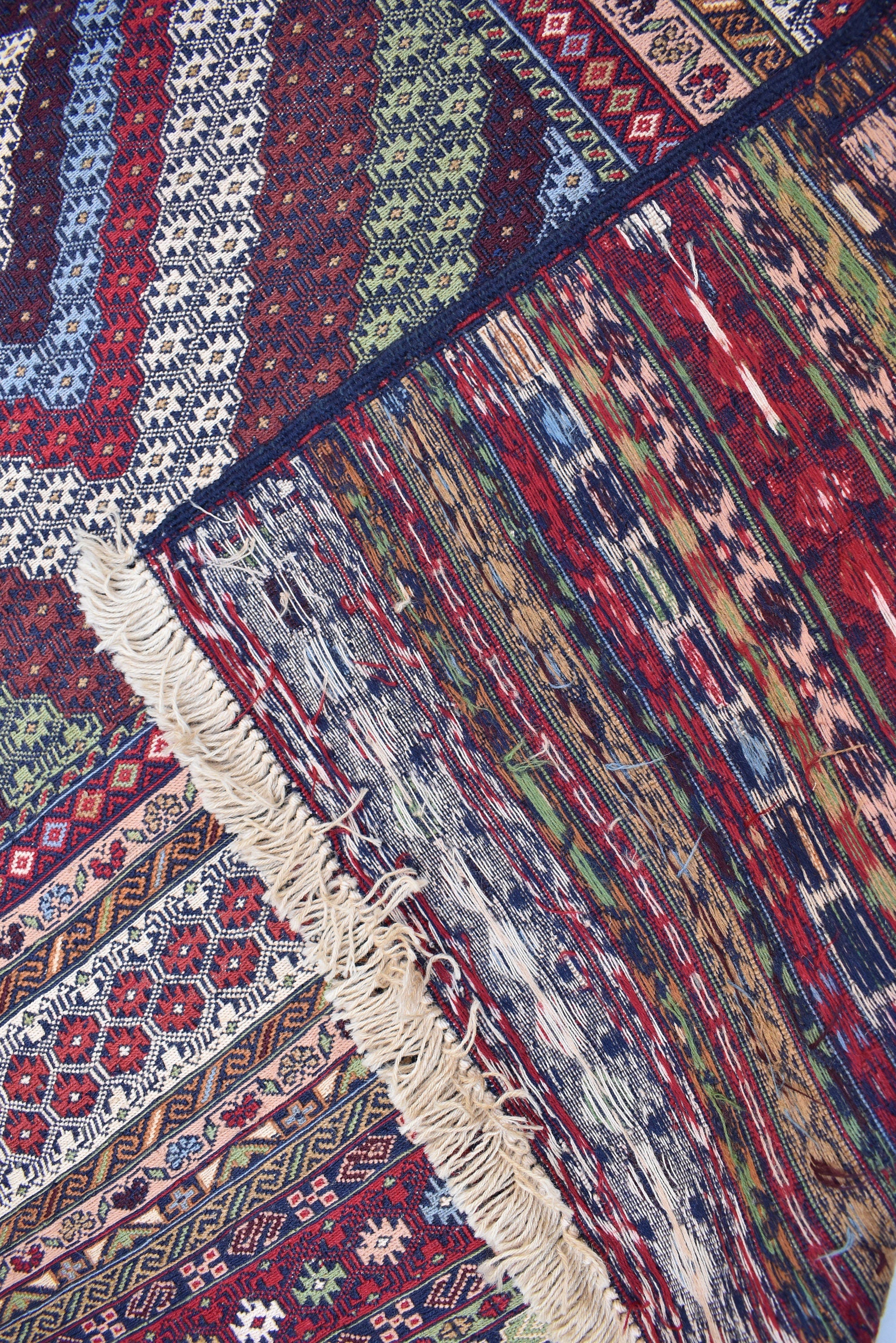 Vintage Sumak Kilim, 6.3x4 Ft, Rugs For Living Room, Bedroom, Dining Room, Collective Rare Rug, Natural Wool, Wall Hanging Decorative Rug