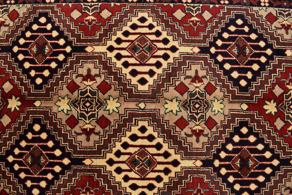 5x3 Burgundy and Beige Afghan Handmade Tribal Handwoven Carpet, Medium Size Rug For Bedroom, Office, Living Room, Eclectic Interiors