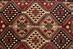 5x3 Burgundy and Beige Afghan Handmade Tribal Handwoven Carpet, Medium Size Rug For Bedroom, Office, Living Room, Eclectic Interiors