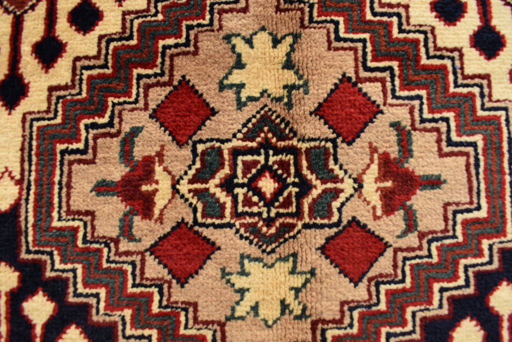 5x3 Burgundy and Beige Afghan Handmade Tribal Handwoven Carpet, Medium Size Rug For Bedroom, Office, Living Room, Eclectic Interiors