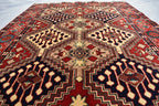 5x3 Burgundy and Beige Afghan Handmade Tribal Handwoven Carpet, Medium Size Rug For Bedroom, Office, Living Room, Eclectic Interiors