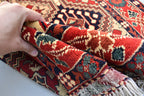 5x3 Burgundy and Beige Afghan Handmade Tribal Handwoven Carpet, Medium Size Rug For Bedroom, Office, Living Room, Eclectic Interiors
