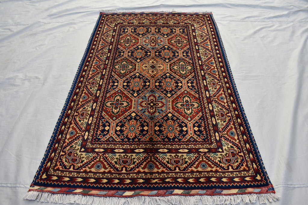 3x5 Kashi Handwoven Afghan Rug, Oriental Tribal Wool Rug, Multicolors Vibrant Rug, Living room Rug, Hallway Rug, Bedroom Rug Free shipping
