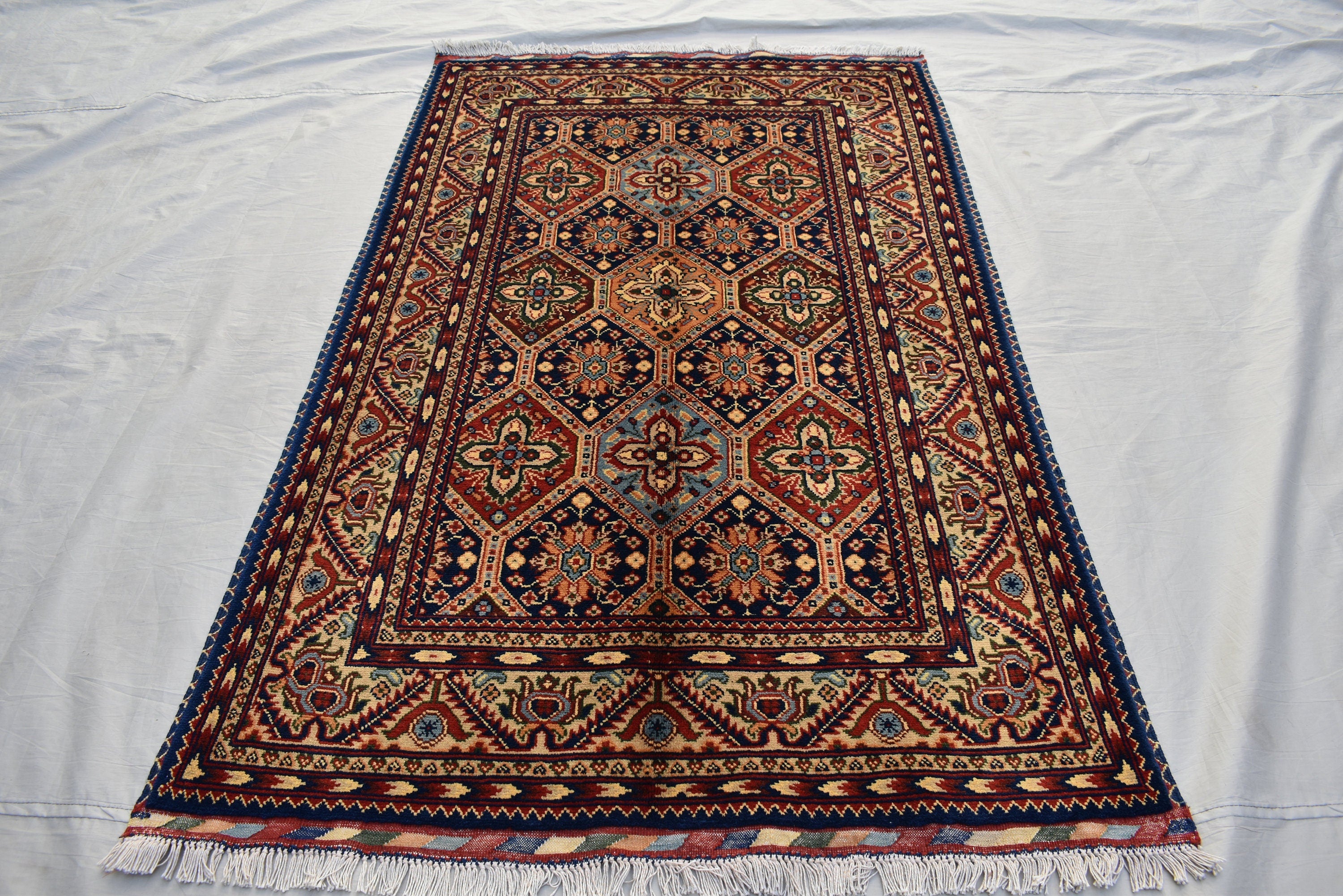 3x5 Kashi Handwoven Afghan Rug, Oriental Tribal Wool Rug, Multicolors Vibrant Rug, Living room Rug, Hallway Rug, Bedroom Rug Free shipping
