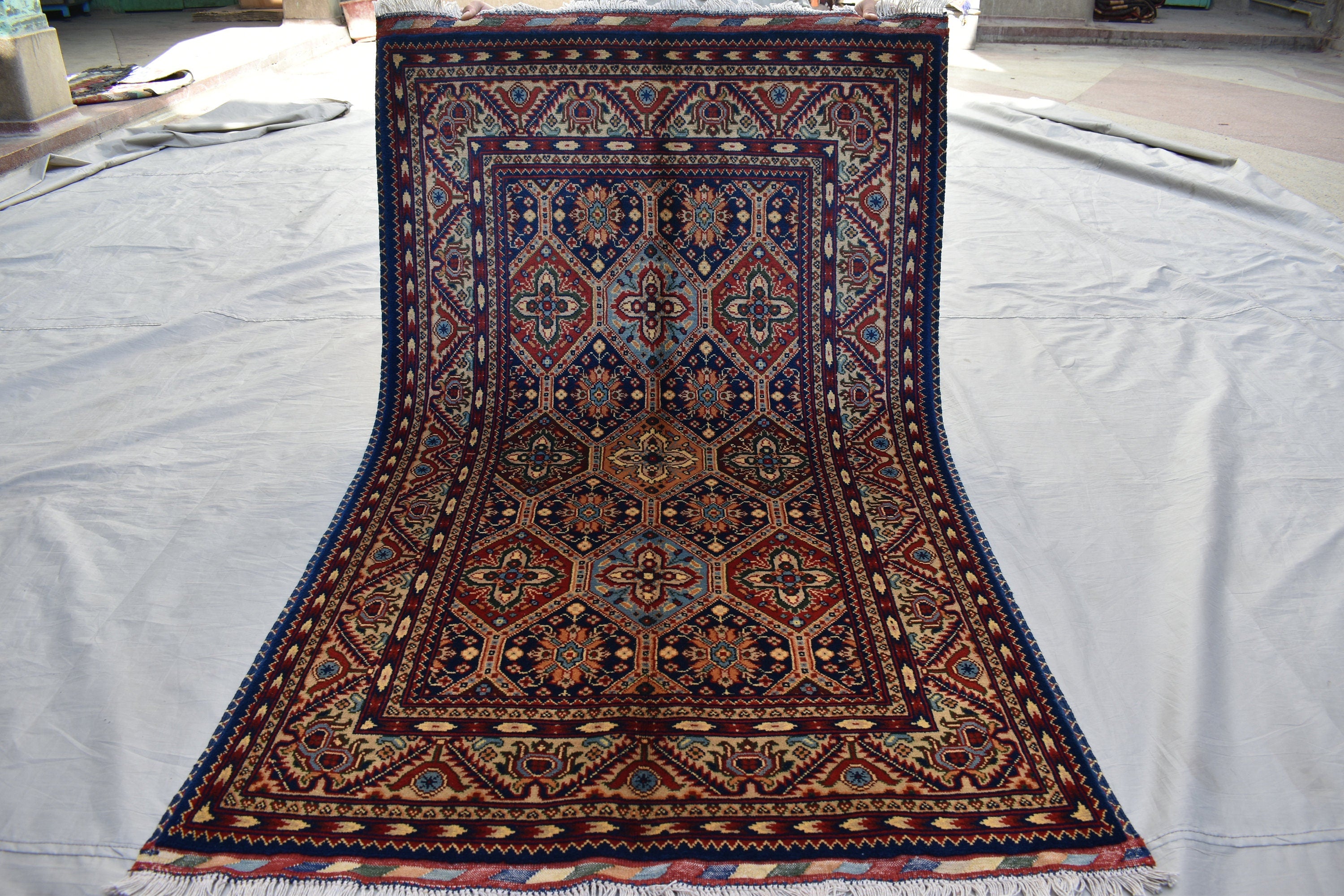 3x5 Kashi Handwoven Afghan Rug, Oriental Tribal Wool Rug, Multicolors Vibrant Rug, Living room Rug, Hallway Rug, Bedroom Rug Free shipping