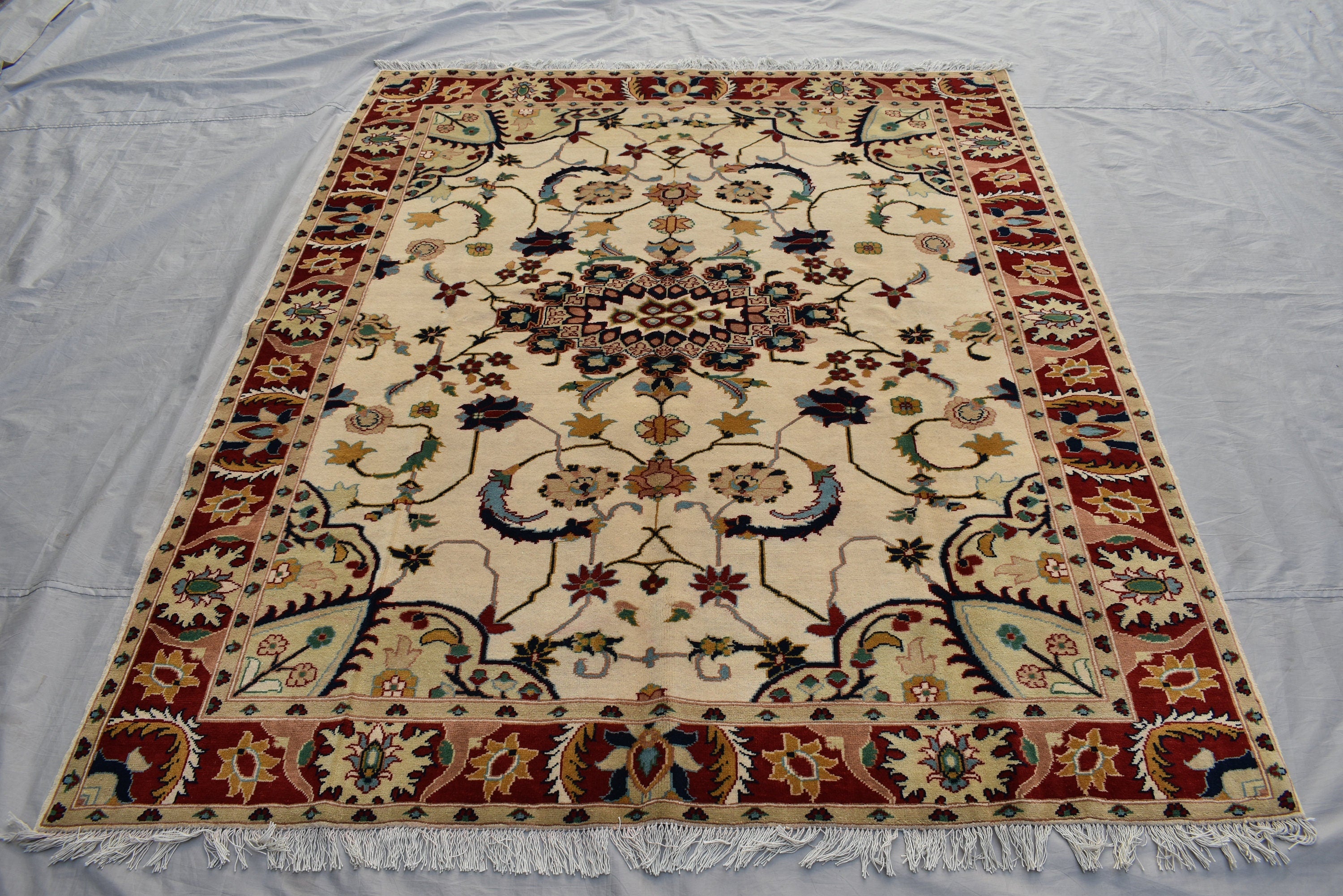 5x7Ft, Afghan Kashmiri Wool Rug | High Pile Soft Wool Tribal Floral Carpet | Handmade Turkoman Oriental Area Rug for Living Room, Bedroom