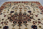 5x7Ft, Afghan Kashmiri Wool Rug | High Pile Soft Wool Tribal Floral Carpet | Handmade Turkoman Oriental Area Rug for Living Room, Bedroom