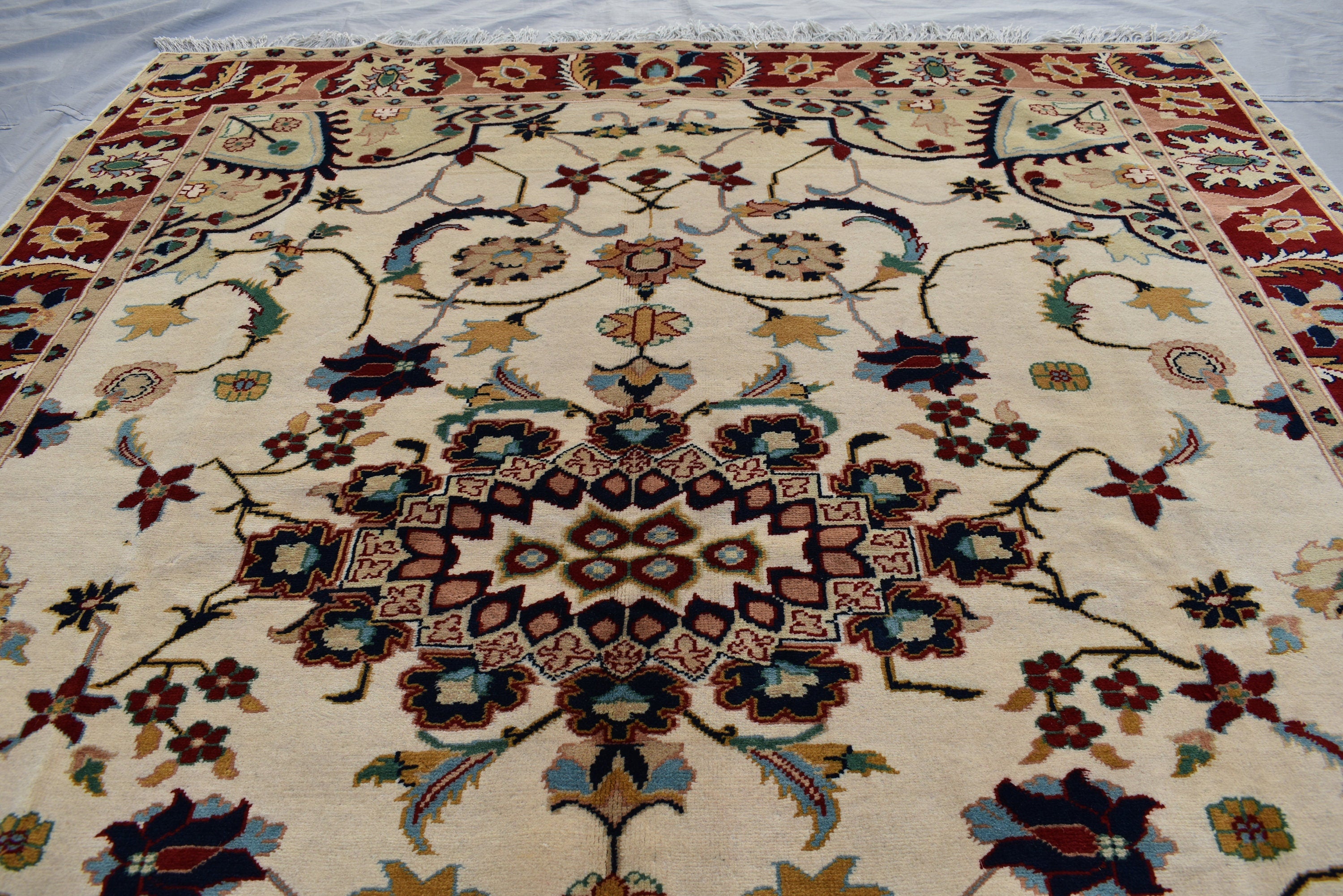 5x7Ft, Afghan Kashmiri Wool Rug | High Pile Soft Wool Tribal Floral Carpet | Handmade Turkoman Oriental Area Rug for Living Room, Bedroom