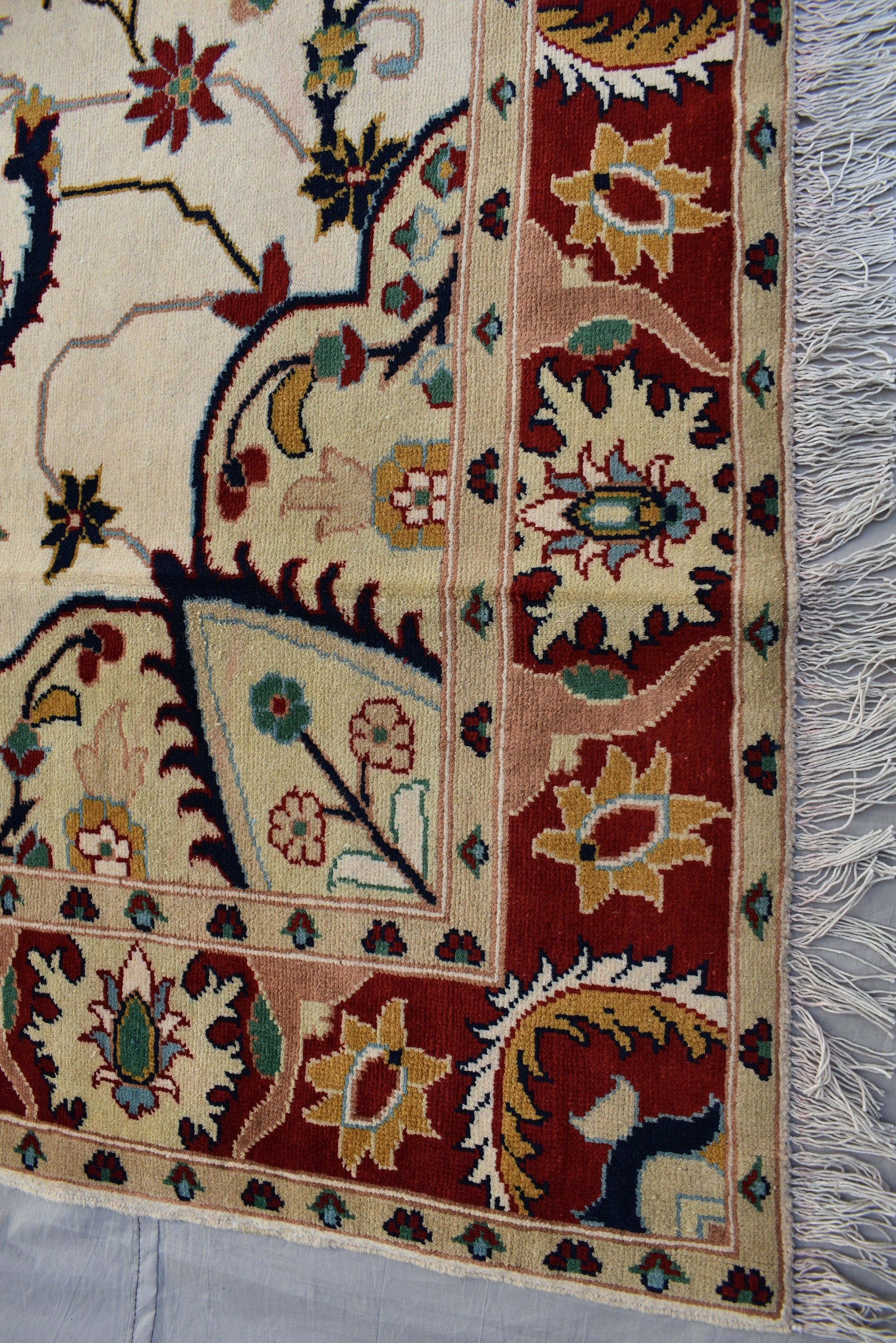 5x7Ft, Afghan Kashmiri Wool Rug | High Pile Soft Wool Tribal Floral Carpet | Handmade Turkoman Oriental Area Rug for Living Room, Bedroom