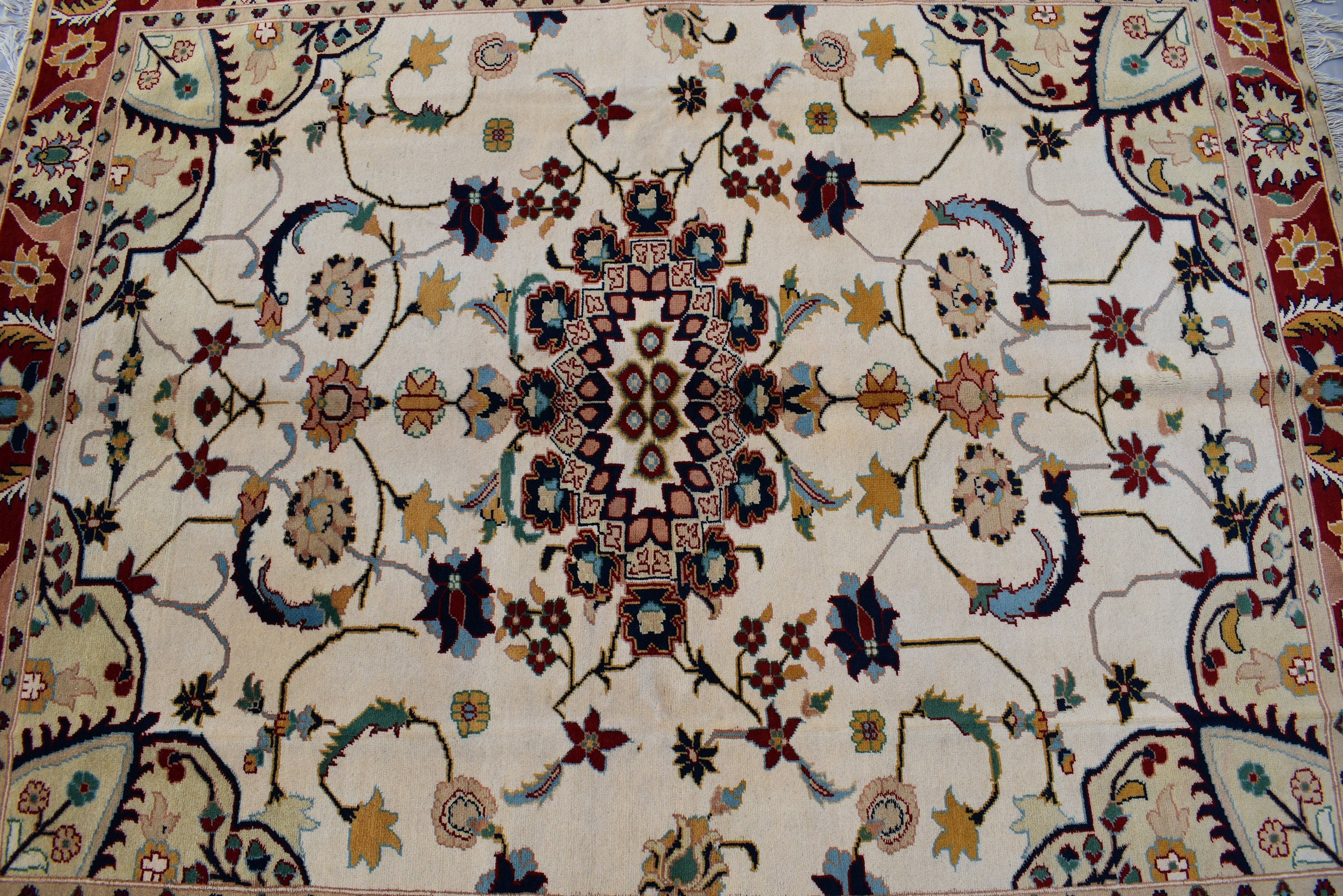 5x7Ft, Afghan Kashmiri Wool Rug | High Pile Soft Wool Tribal Floral Carpet | Handmade Turkoman Oriental Area Rug for Living Room, Bedroom