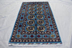 3x5 Navy Blue Ethnic Afghan Rug, Oriental Style Carpet, Classic Farmhouse Red Area Rug, Bedroom Living Room Area Rugs 3.2x5.4, Hallway Rug