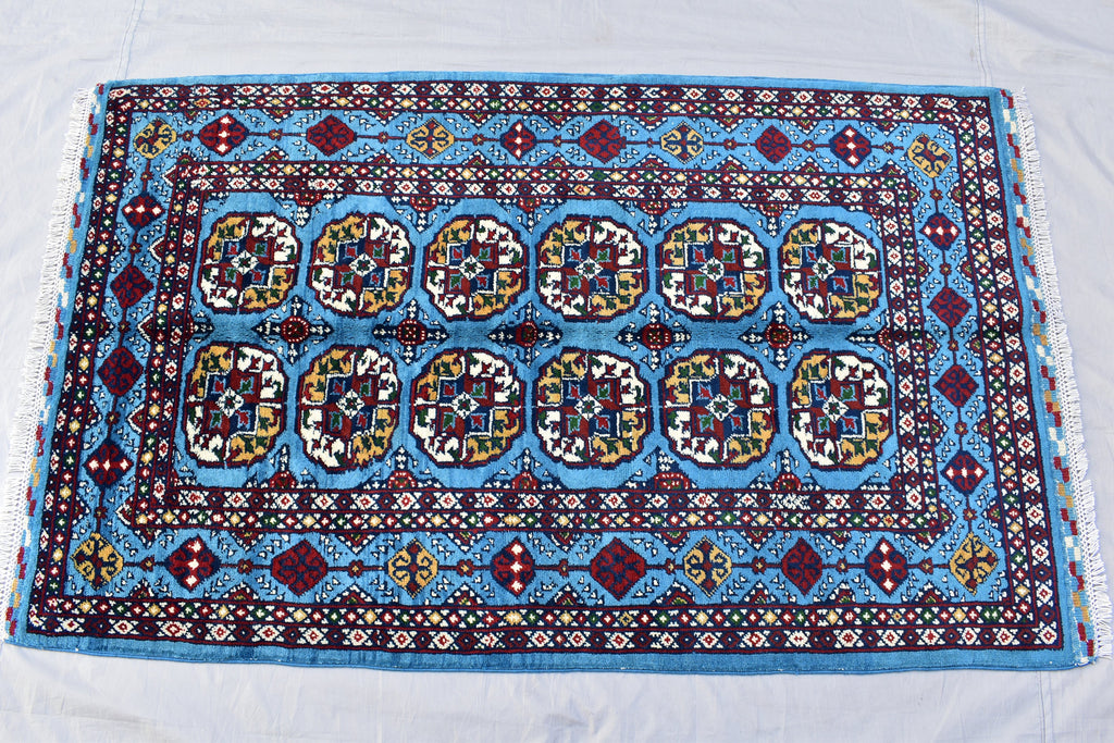 3x5 Navy Blue Ethnic Afghan Rug, Oriental Style Carpet, Classic Farmhouse Red Area Rug, Bedroom Living Room Area Rugs 3.2x5.4, Hallway Rug