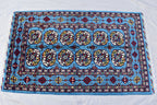 3x5 Navy Blue Ethnic Afghan Rug, Oriental Style Carpet, Classic Farmhouse Red Area Rug, Bedroom Living Room Area Rugs 3.2x5.4, Hallway Rug