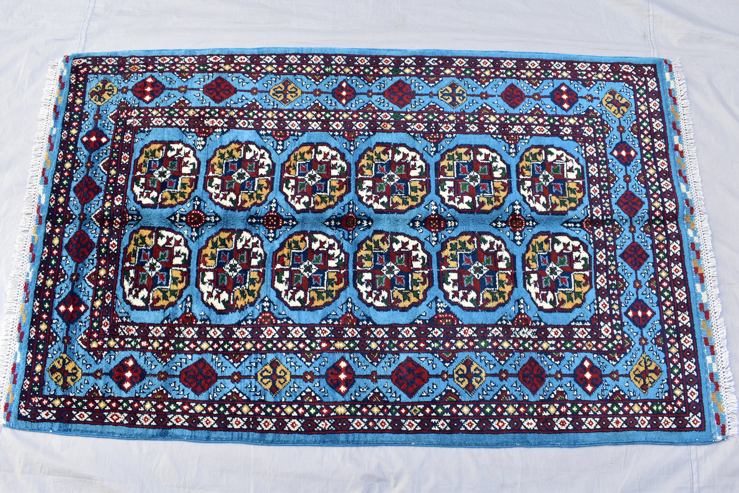 3x5 Navy Blue Ethnic Afghan Rug, Oriental Style Carpet, Classic Farmhouse Red Area Rug, Bedroom Living Room Area Rugs 3.2x5.4, Hallway Rug