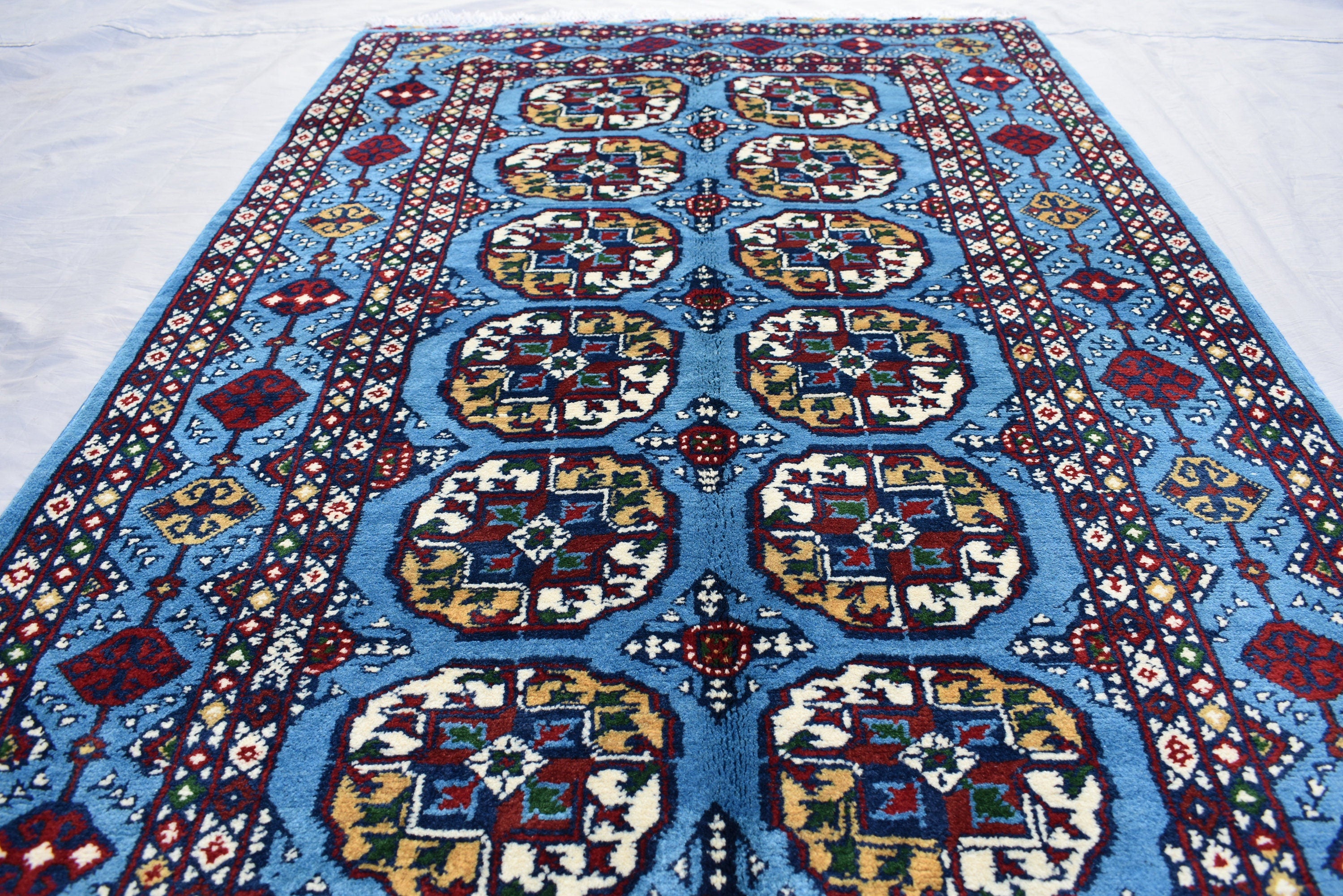 3x5 Navy Blue Ethnic Afghan Rug, Oriental Style Carpet, Classic Farmhouse Red Area Rug, Bedroom Living Room Area Rugs 3.2x5.4, Hallway Rug