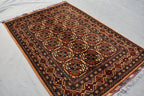 Hand-Knotted Afghan Bokhara Rug 4.10x3.3ft – High-Quality Tribal Wool Area Rug | 3x5 Oriental Afghan Rug | Living Room or Entryway Decor