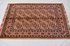 Hand-Knotted Afghan Bokhara Rug 4.10x3.3ft – High-Quality Tribal Wool Area Rug | 3x5 Oriental Afghan Rug | Living Room or Entryway Decor